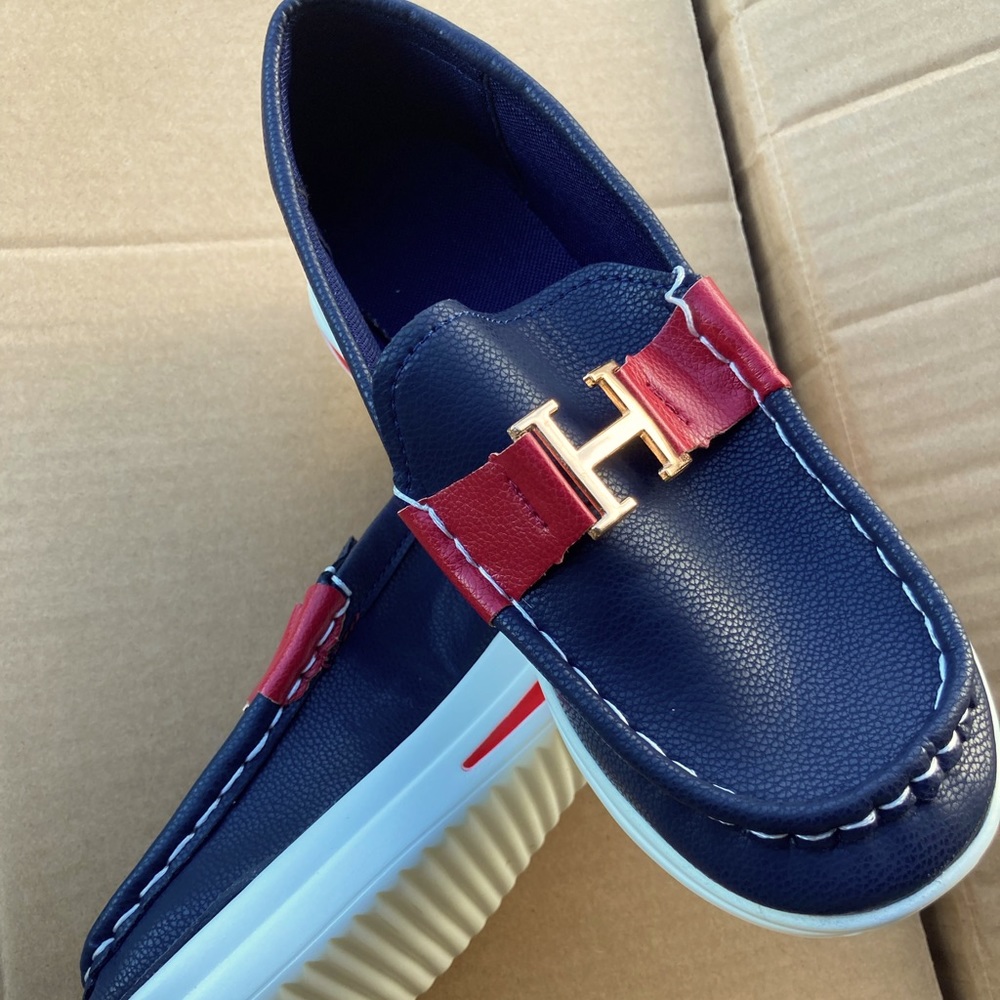 Navy & Red Boat Shoes, Women’s size 5 (European 35)
